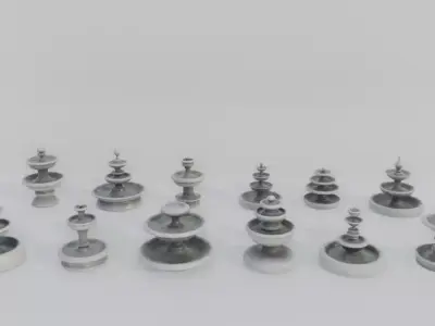 Set Fountain X12 Low-poly 3D model