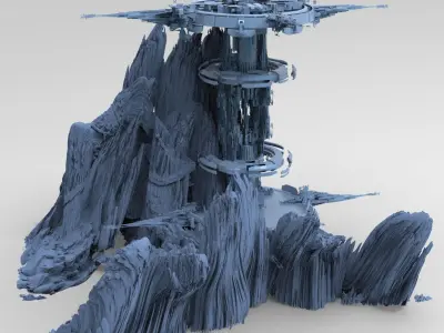Sci fi mountain Artifact facility  3D model