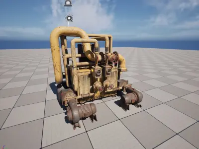 Rusty Industrial Pump System Low-poly 3D model