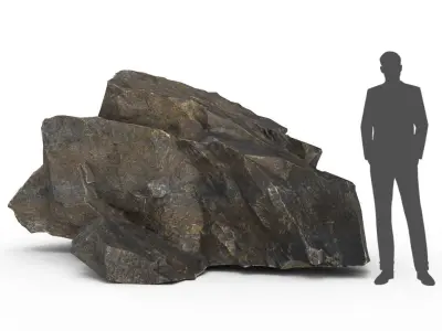 Low poly Black Granite Rock Formation Pack 200208 Low-poly 3D model