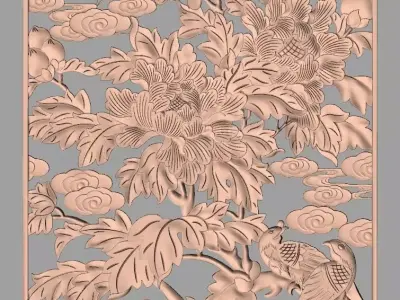 Door flower 3D relief STL Model for CNC woodworking carving E319 3D model