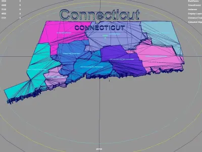 Connecticut  United States USA map region 3D model geography 3D model