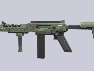 Tactical scifi gun Low-poly 3D model