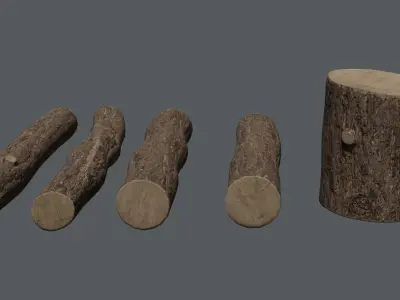 Wooden Logs Low-poly 3D model