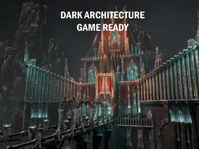 Dark arcitecture set Low-poly 3D model