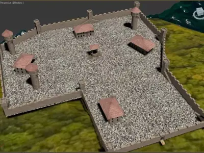 The medieval Castle Low-poly 3D model