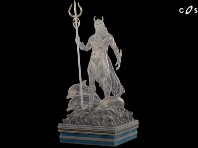 Poseidon Statues Low-poly 3D model