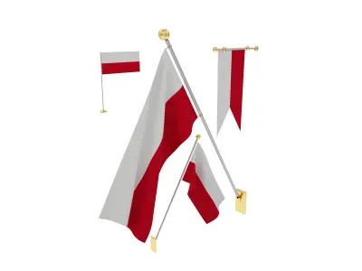 Flags of Poland 3D model