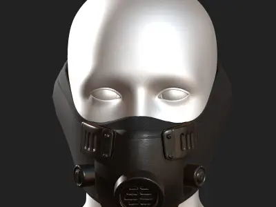 Gas masm respirator scifi futuristic Black  Low-poly 3D model
