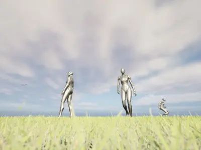 Grassy Alien Meadow  Low-poly 3D model