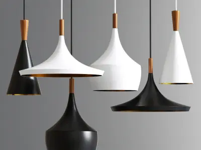 Modern Wood Loft Fixture Industrial Pendant 3D model