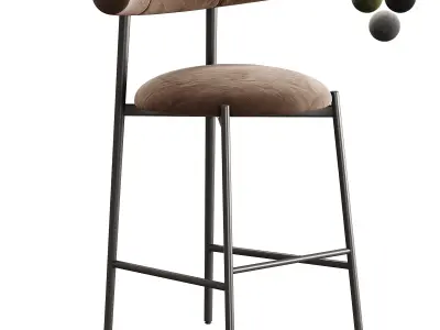 Chairs More Pampa SG 65 Low Green  Black Stool by Studio Pastina 3D model