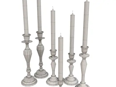 Candlesticks set candle holders - 3D model
