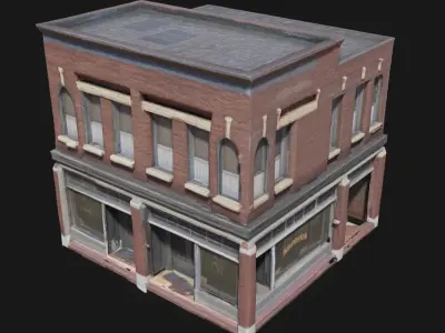 Three-Story Brownstone Building  Classic Urban Elegance Free 3D model