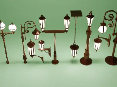 Street Lamp Pack Free low-poly 3D model
