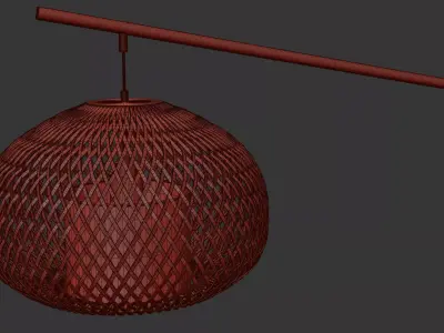 Rattan Bamboo Floor Lamp   Modern Wicker Standing Lamp 3D model