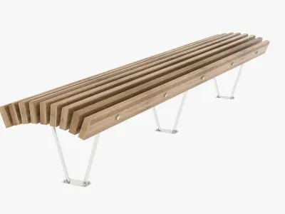 Wooden curve bench 3D model