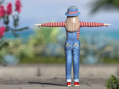 Child Girl Street Style Rigged 3D model