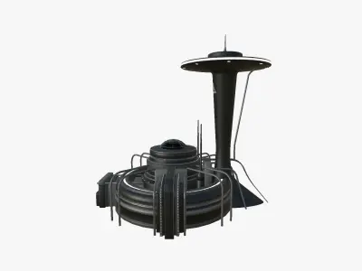 SciFi Facility D07 Black - Sci Fi Exterior Design Low-poly 3D model