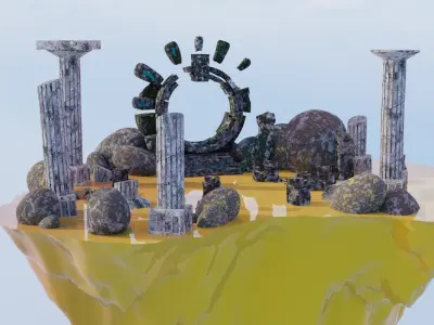 LowPoly modular ruins at the portal Free low-poly 3D model