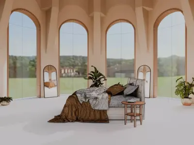 Bed Room 03 - Baked Low-poly 3D model