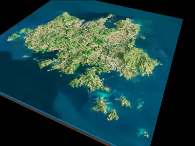 Iki Island Island full 3d model terrain Low-poly 3D model