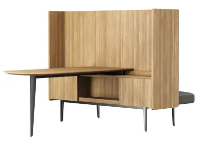 Versus high back loveseat with table  3D model