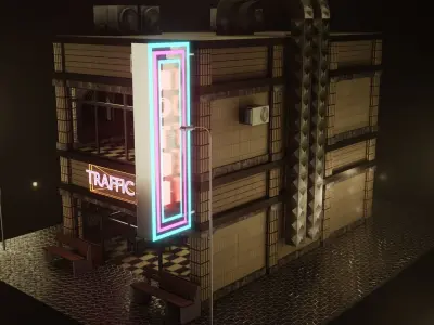 Hotel building 3D Model Free low-poly 3D model