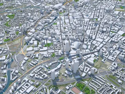 Manchester Downtown United Kingdom Low-poly 3D model