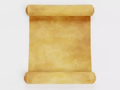 Scroll V3 - Aged Parchment Sheet Low-poly 3D model