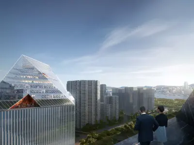 Modern Glass Office Towers Commercial Plaza Exterior 3D model