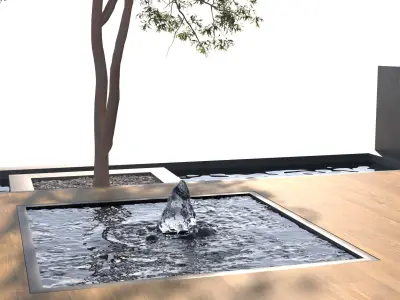 Landscape Backyard with Pool and Furniture 3D model