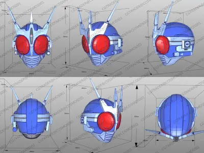 Kamen Rider GX3 Helmet paper papekura Low-poly 3D model
