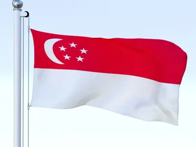 Animated Singapore Flag Low-poly 3D model