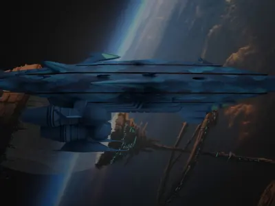 Guidel spaceship in space 3D model