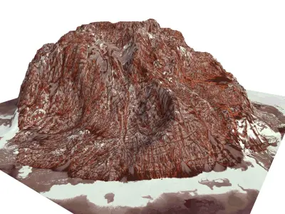 Red Snow ICE Mountain Canyon Desert Low Poly Terrain Rock 6 Low-poly 3D model