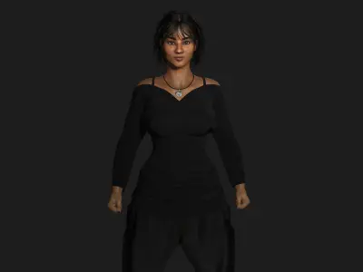 AAA 3D REALISTIC FEMALE CHARACTER - DARK SKIN WOMAN STREET STYLE Low-poly 3D model
