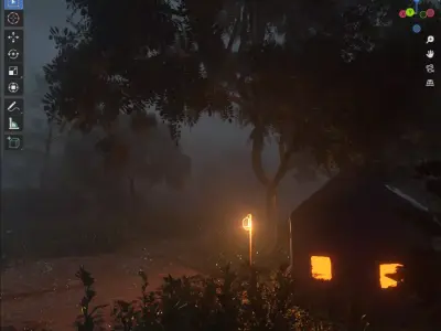 Cinematic Blender forest Environment Fog Lighting  Vegetation 3D model