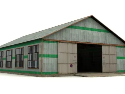 Hangar shed Low-poly 3D model