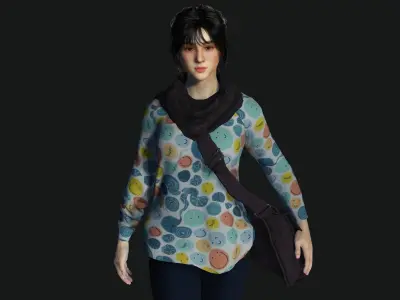 AAA 3D BEAUTIFUL TEENAGE GIRL CASUAL -REALISTIC CHARACTER Low-poly 3D model