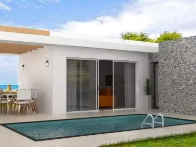 modern house with pool- Mediterranean  style Free low-poly 3D model