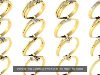 Diamond Rings Collection For Women 3d Print Model 3D Model Pack