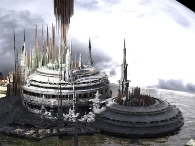 Elite Space port Kitbash 3D model