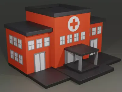 Cartoon Hospital Building 3D model