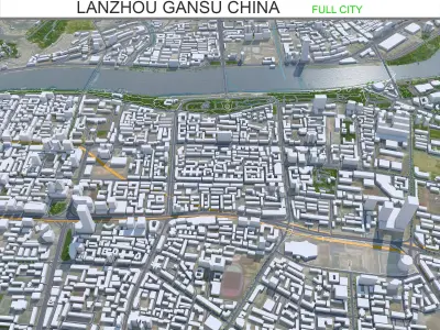 Lanzhou Gansu China 75km Low-poly 3D model