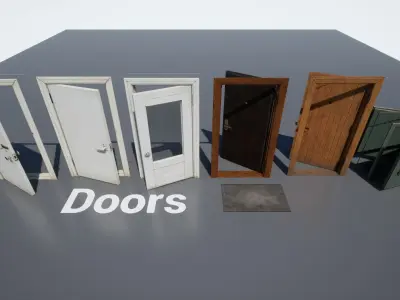 Post Soviet Doors UE4 Low-poly 3D model
