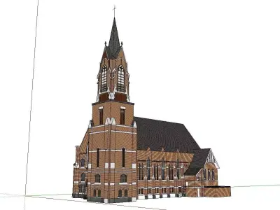 Architecture-Religion-God-Culture-Temple-085 church with steeple 3D model