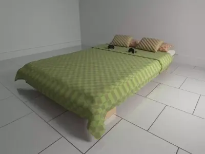 Bed pillow and sleeping glasses 3D model