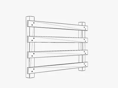 Wooden Fence Low Poly 3D Model Low-poly 3D model