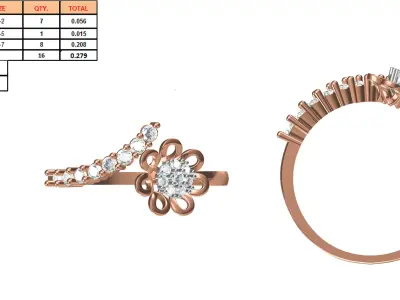 Light Weight Wedding Engagement Women Ring STL JCD Details 3D print model